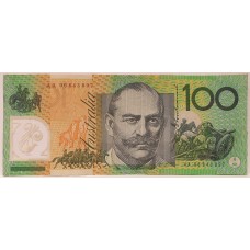 AUSTRALIA 1996 . ONE HUNDRED 100 DOLLAR BANKNOTE . EVANS/FRASER . FIRST PREFIX AA96